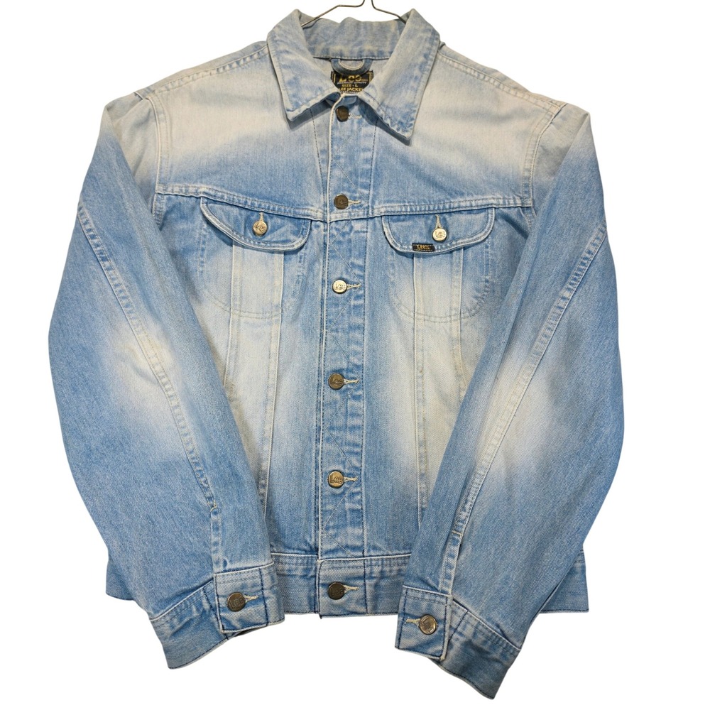 Vintage Lee Slim Jacket Mens Large Light Wash Denim Trucker 52TD04 Blue